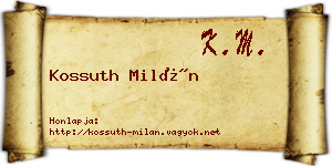 Kossuth Milán névjegykártya
