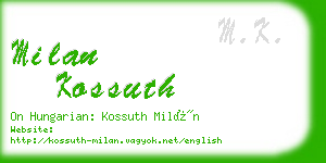 milan kossuth business card